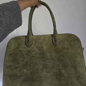 Olive Green Suede Tote Bag